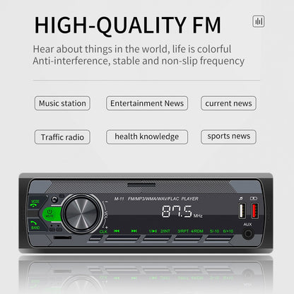 Podofo Car Audio Radio 1 Din MP3 Car Stereo Bluetooth FM AUX In USB Colorful Buttons APP Remote Control Car Multimedia Player