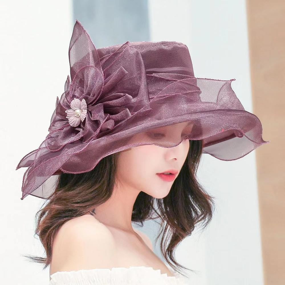 1 Chapéu Feminino De Organza Com Babados E Aba Larga Chapéu De Sol De Verão Para Noivas Estilo Europeu E Americano Chapéu Requintado Para Festas E Praia