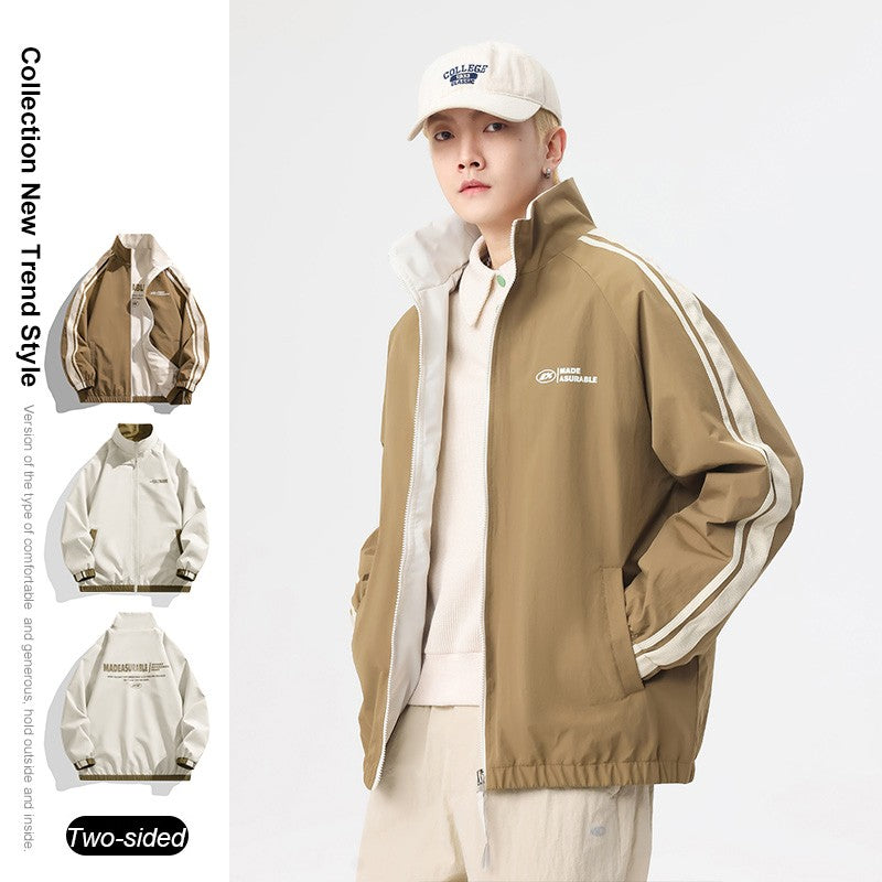 New Jacket Two-sided Long Sleeve Outdoor Men Coats Women Reversible Windproof Coats Splashproof Double-Sided Jackets Couple Top