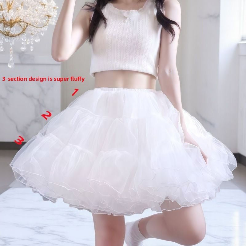 Boneless Ultra Poof Petticoat for Lolita - Wire-Free Soft Tulle Skirt Puffer, Flying Saucer Cut for Daily Cosplay & Maid Dresses