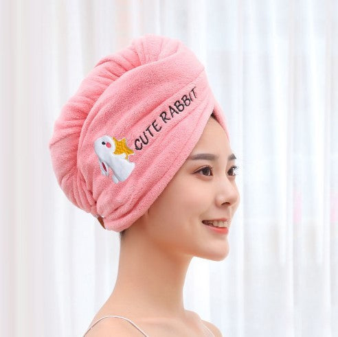 Cute Cat Hair Cap Microfiber Hair Towel Long Hair Quick Dry Hat Bath Towel Strong Water Absorbent Women Wrap Wiping Hair Towel