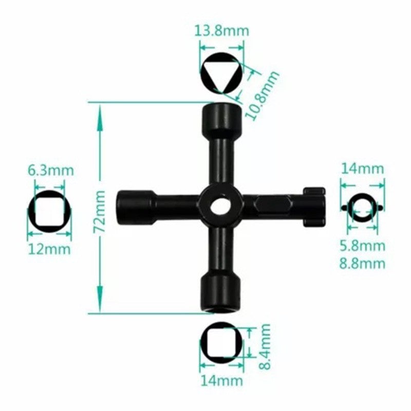 Multi-function Triangular Key Wrench Cross Square Hole Switch Wrench in Electric Control Cabinet Elevator Water Meter Valve