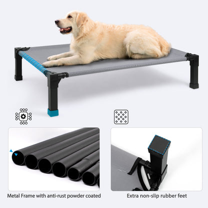 Cama Elevada para Cães, Cama Suspensa Refrescante para Animais de Estimação com Tela de Malha Respirável Lavável e Resistente a Mordidas e Estrutura de Metal, Cama Portátil para Cães
