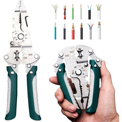 Alicate Dobrável de 18 Funções para Desencapar e Crimpar Fios - Alicate Multifuncional para Eletricista, Ferramentas de Eletricista de Nível Profissional | Design Dobrável Compacto para Conexões Seguras e Projetos DIY