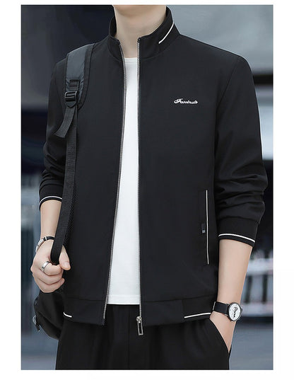 Spring Autumn New Men Lapel Jacket Coats Fashion Fabric Comfortable Breathable Sweat Absorption Comfortable Slim Version Coats