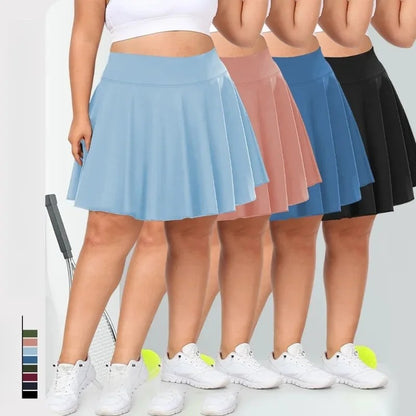 Plus Size Women with Pocket Short Skirt Fitness Short Skirt High Waist Fashion 200lbs Sports Short Skirt Gym Outdoor Solid Skirt