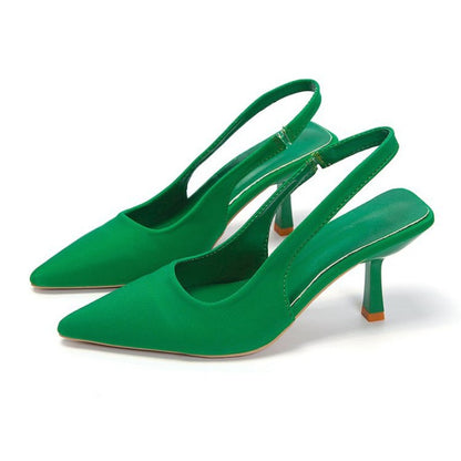 2024 Novas Sandálias Femininas Sexy de Salto Alto com Bico Fino Luxuosas, Scarpins Rasos da Moda, Sapatos Femininos de Festa e Casamento com Salto Agulha