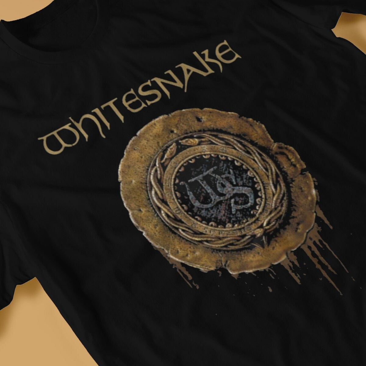 Whitesnake Creative TShirt for Men The Old Logo Round Neck Basic T Shirt Distinctive Birthday Gifts OutdoorWear
