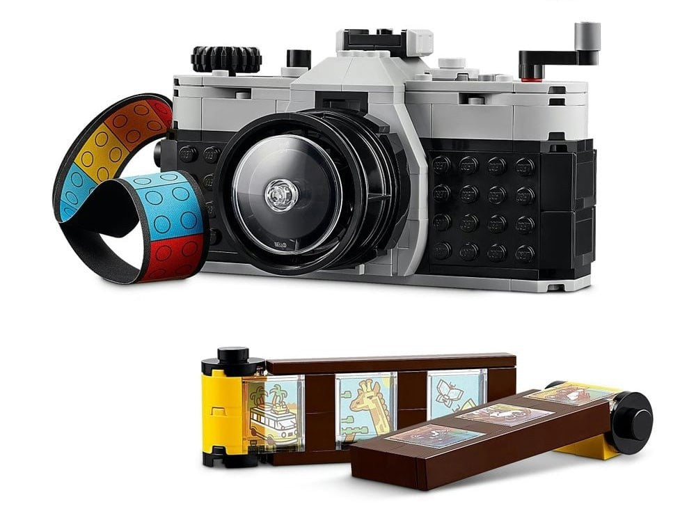 LEGO retro camera 3-in-1 set of miniature building block models for children's birthday gifts, children's collection toy set