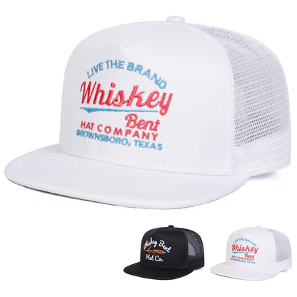 Chapéu Unissex WHISKEY BENT com Bordado de Letra, Estilo Hip-hop, Chapéus de Rede Primavera Verão, Ajustáveis, Casuais, Bonés de Beisebol, Chapéu de Proteção Solar