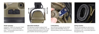 GEN 6 Tactical Headset Hunting Shooting Noise Reduction Headset for OPS Core ARC and Wendy M-LOK Helmet Head Mounted 2 in 1