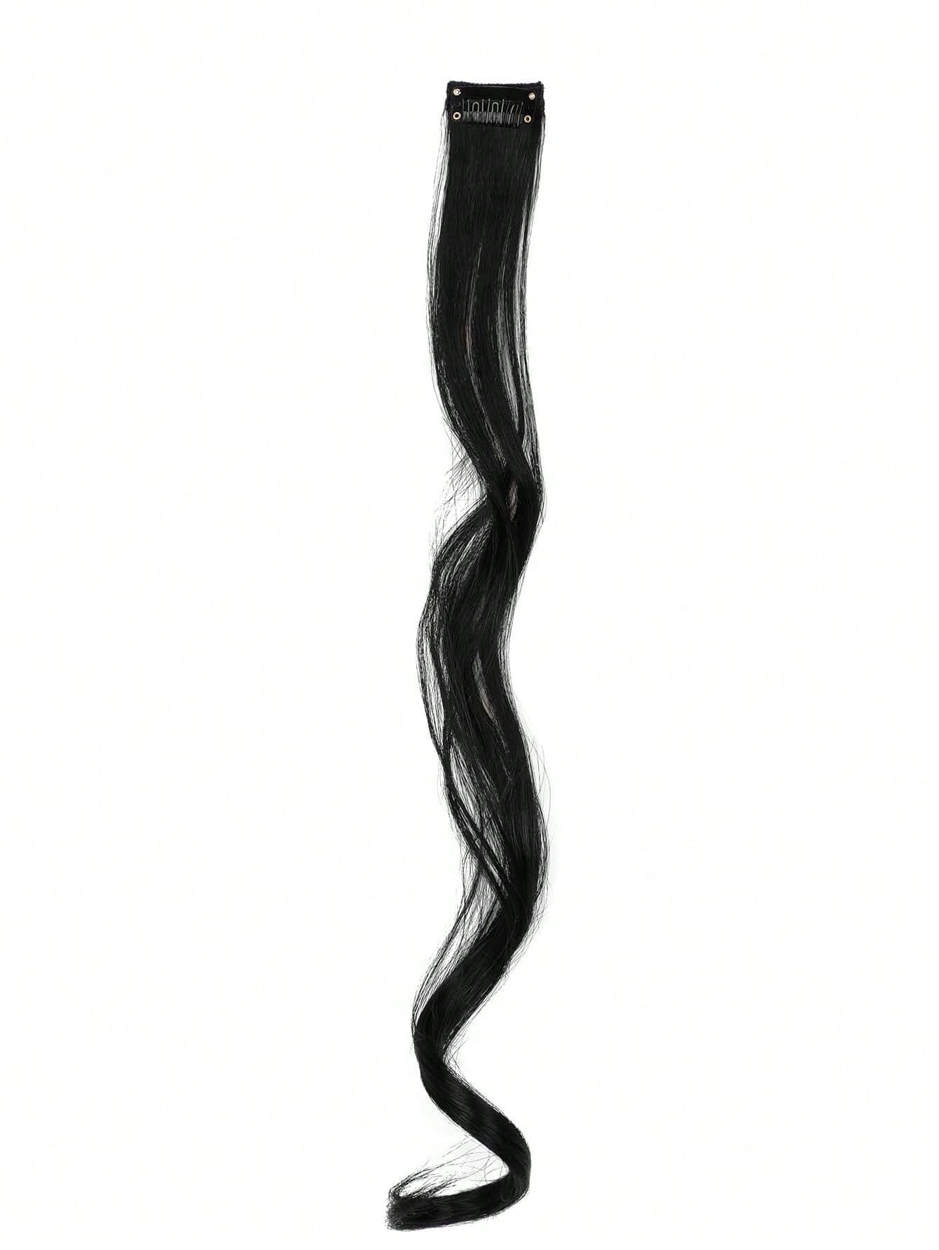 7 peças, onda grande, preto, 22 polegadas, médio, aplique de cabelo sintético com clipe