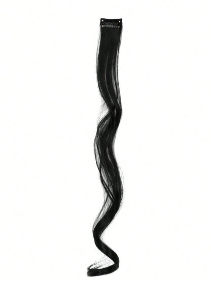 7 peças, onda grande, preto, 22 polegadas, médio, aplique de cabelo sintético com clipe