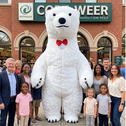 Giant inflatable cartoon doll costume, polar bear inflatable costume, funny street mascot, Halloween party, commercial role-play