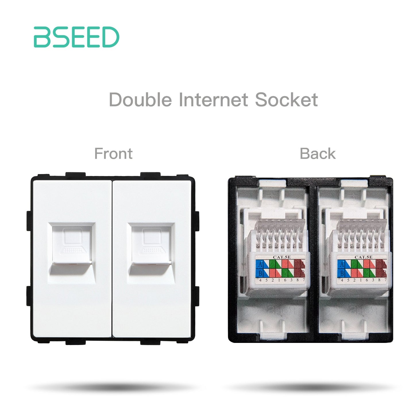 BSEED EU Standard Wall Socket with USB RJ45 TV Satellite Plug Glass Panel DIY Free Combination Function Part for Home Automation