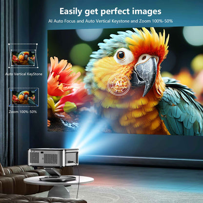 XIWBSY 40000Lumens Portable Projector 4K Android 12.0 Daylight Projector 64G 8K Video Home Theater AutoFocus Smart Proyector