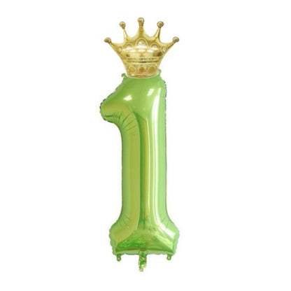 2Pcs 40Inch Fruit Green 0-10 Number Foil Balloon with Mini Gold Crown for Birthday Christmas Valentine Party Decor