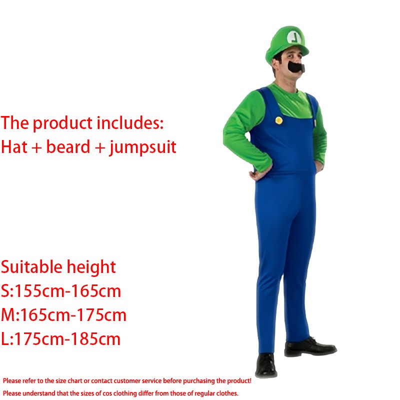 Game Marios Super Luigi Brothers Uniform Set Cosplay Costumes Funny Anime Adult Men Jumpsuit Woman Dress Halloween Costume