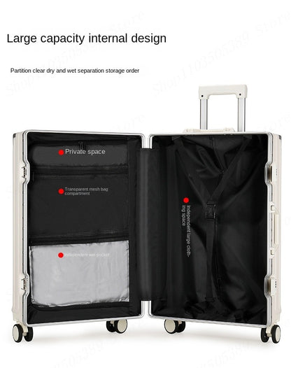 New Suitcase 30 inch Aluminium Frame USB Charging Luggage Carrier 28 inch Boardable 20 inch Travel Suitcase with Cup Holder