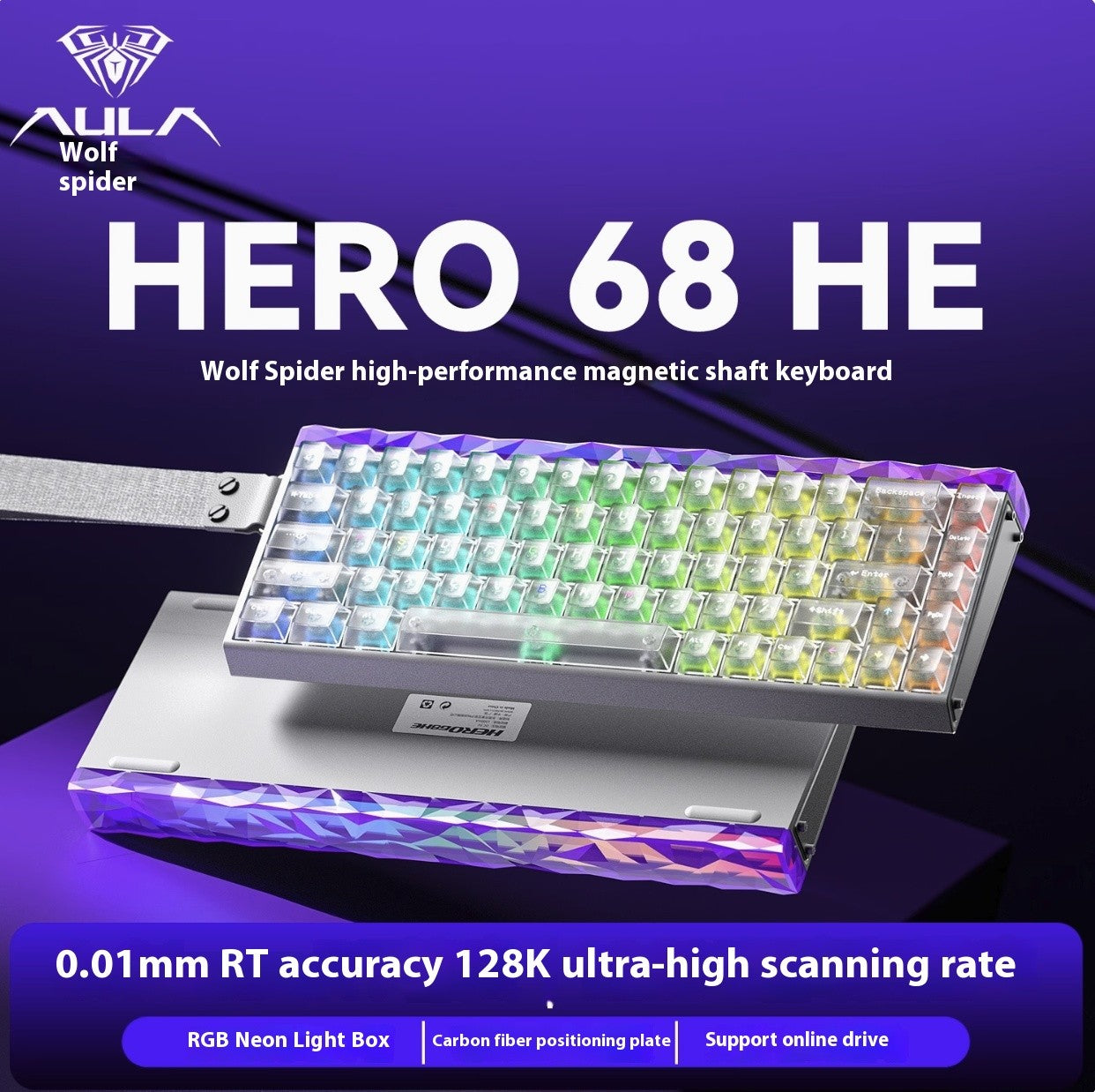 AULA Hero 68HE Magnetic Keyboard RGB Light Wired Hot Swap Esports 8K Gaming Hero68 Mechanical Keyboard Low delay PC Accessories