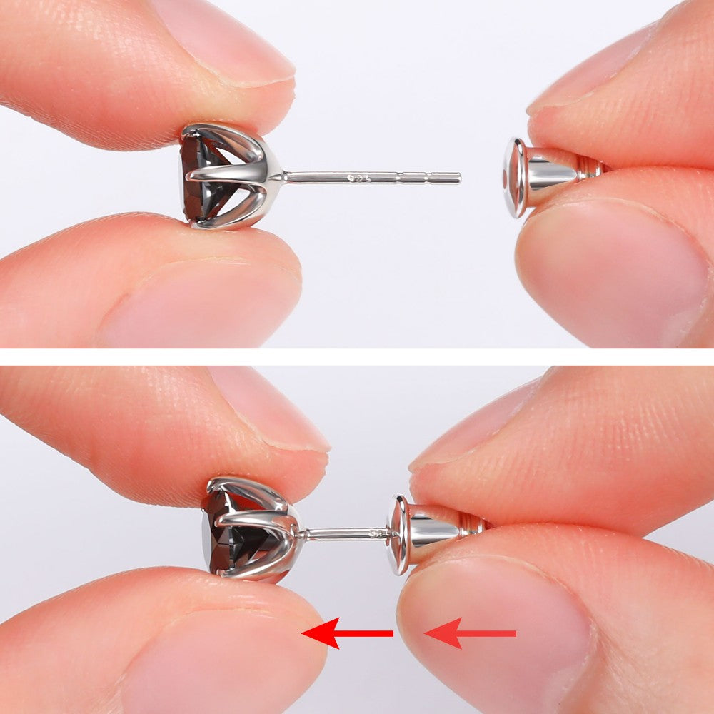 0.5-2ct Black Moissanite Stud Earrings for Women/Men S925 Sterling Silver Diamond Round Cut Black Earrings Wedding Fine Jewelry