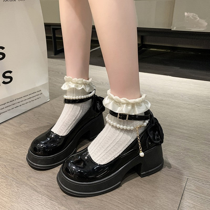 Spring/Summer High Heels with Skirts High Heels Pearl Buckles Mary Jane Business Women's Shoes Banquet Casual Shoes for Women