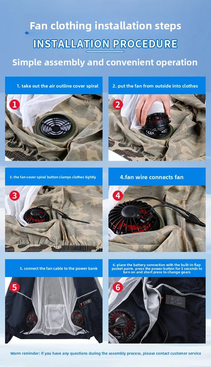 Summer Cooling Jacket Men's Hooded Fan Jacket Heat Resistant Fan Air Conditioner Clothes Breathable Outdoor Fishing Fan Workwear