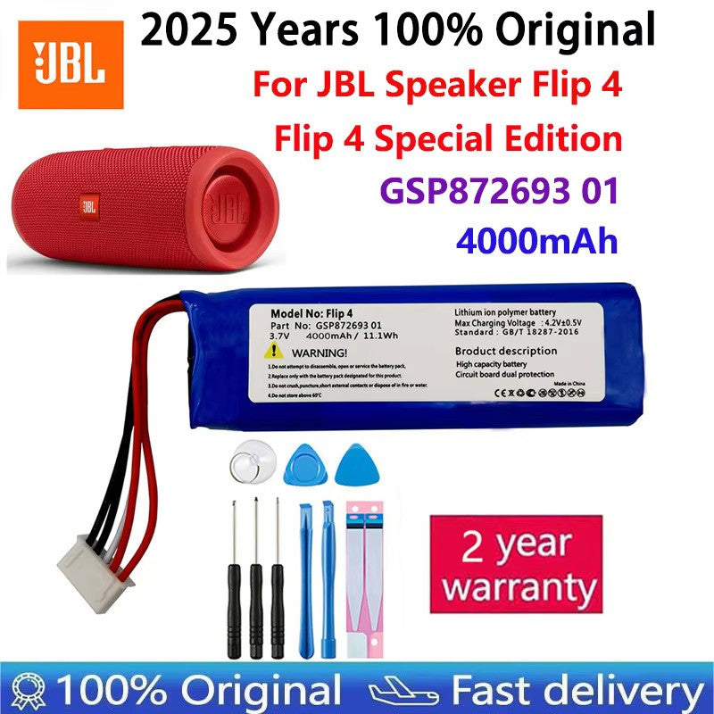 Bateria de Substituição 100% Original para Alto-falante Sem Fio GSP872693 01 4000mAh para Baterias JBL Flip 4 /Flip 4 Special Edition