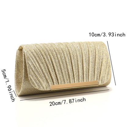 Metal Luxury Women Evening Bags Ruched Design Sequined Small Envelope Shaped Box Party Wedding Event Handbags Purse