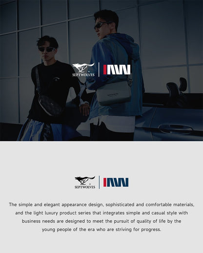 Septwolves Lightweight Men Shoulder Bag Leather Travel Messenger Bag 9.7-Inch Ipad Compartment Comfortable Widened Shoulder Pads