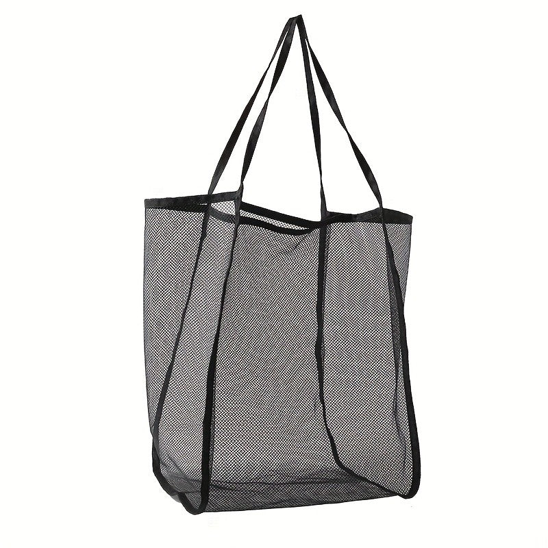 Extra Large Foldable Mesh Tote with Sturdy Handles, Durable Polyester Storage Bag for Beach Toys, Shells, Clothes & Towels