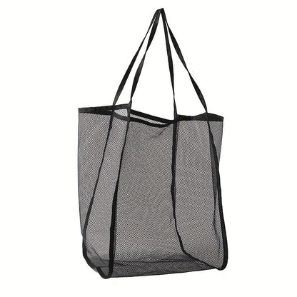 Extra Large Foldable Mesh Tote with Sturdy Handles, Durable Polyester Storage Bag for Beach Toys, Shells, Clothes & Towels
