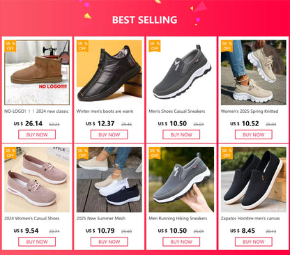 Women's 2025 Spring Knitted Shoes Lightweight Breathable Mom Shoes Plus Size Comfort Non-Slip Casual Flat Sole Slip-On