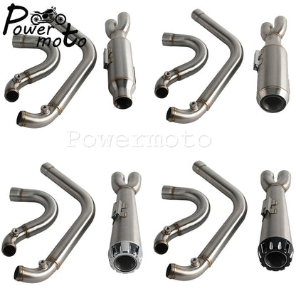 Motorcycles 2-Into-1 Exhaust Muffler Pipes Tube For Harley Dyna Fat Bob Low Rider S Street Bob Wide Super Glide FXD 2006-2017
