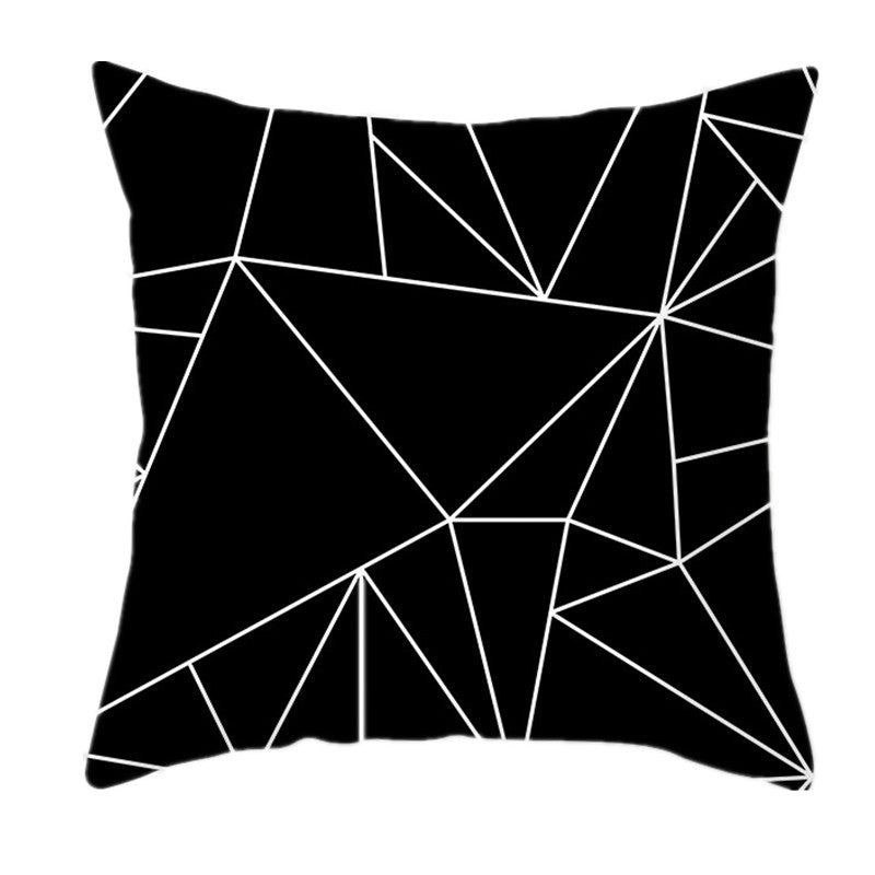 European-Style Black and White Geometry Portrait Pillow Cover Living Room Sofa Waist Support Office Bed Head Pillow Pillow 60x60