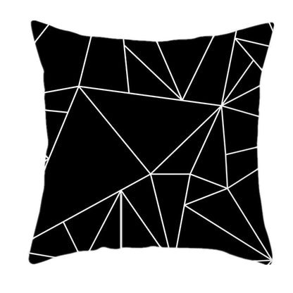 European-Style Black and White Geometry Portrait Pillow Cover Living Room Sofa Waist Support Office Bed Head Pillow Pillow 60x60