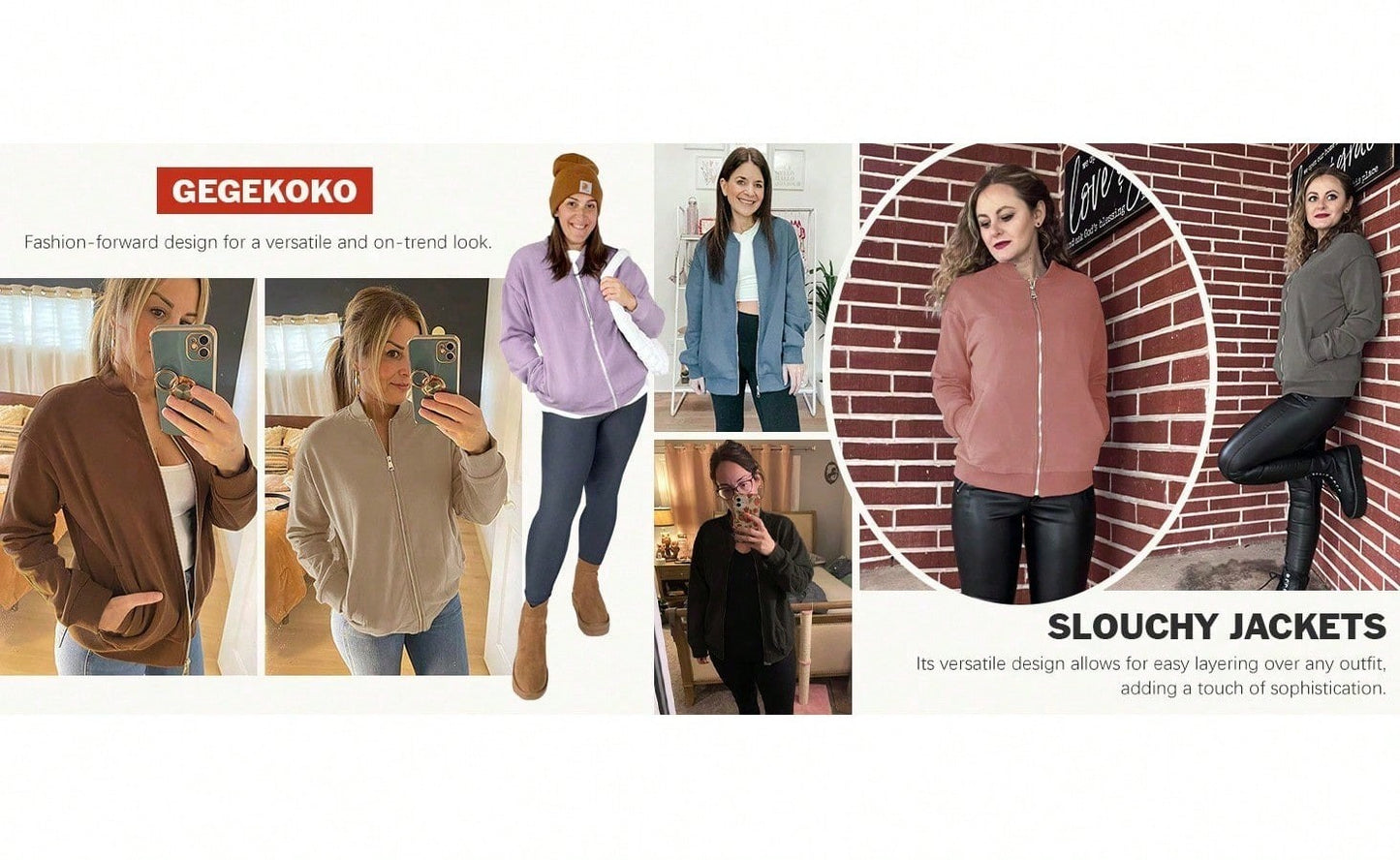 Fisoew women's Quilted Zip Up Jacket Oversized Long Sleeve Party Coat Warm Slim Fit