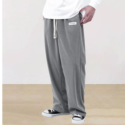 Mens Corduroy Joggers Pants Casual Cargo Pants Drawstring Elastic Waist Baggy Tapered Sweatpants with Pockets Outdoor Sweatpants