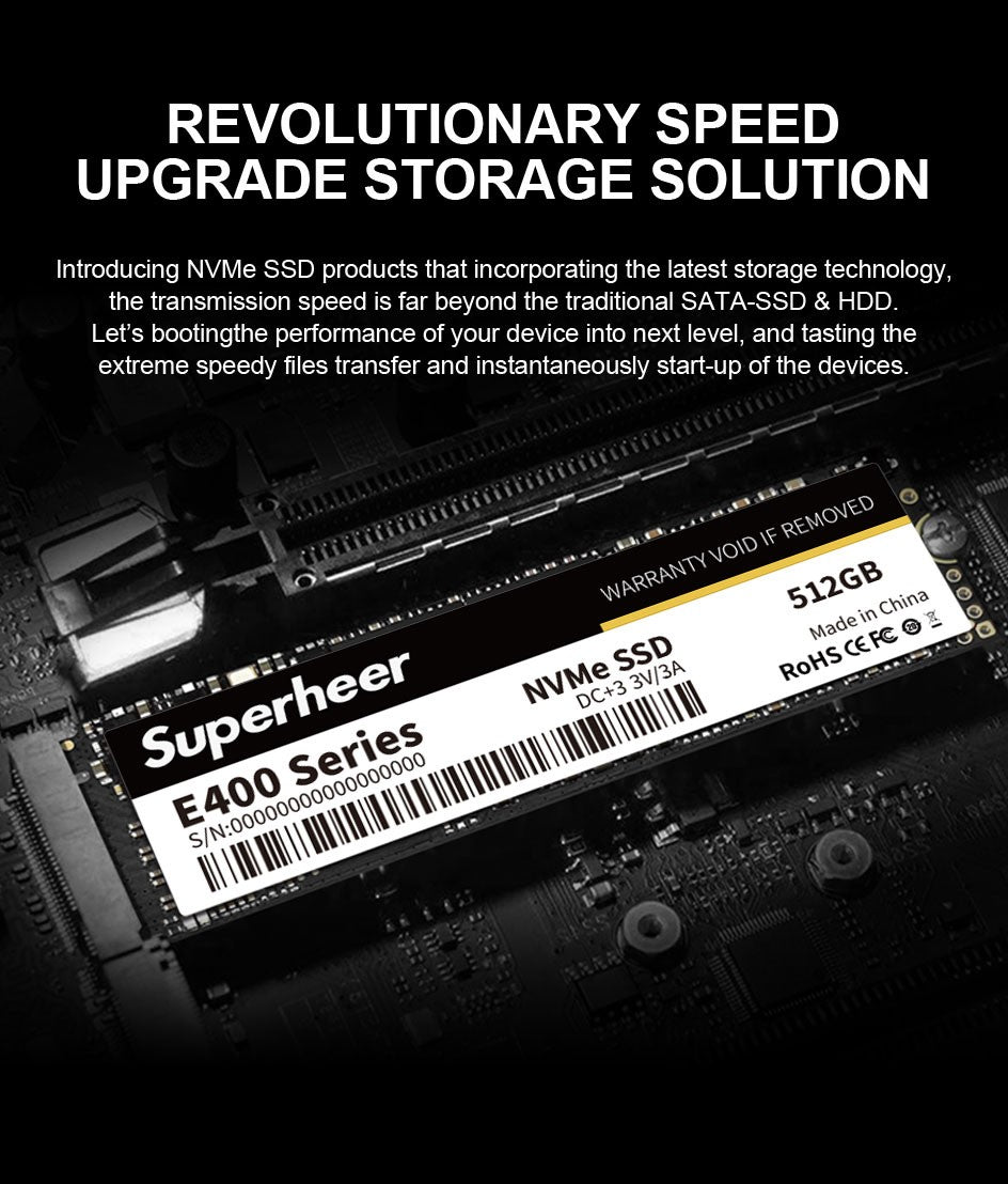 SSD M.2 NVMe 256GB 128GB 512GB SUPERHEER M.2 PCIe 3.0 1TB Disco Rígido 2280 Unidade de Estado Sólido Interna para Laptop Desktop