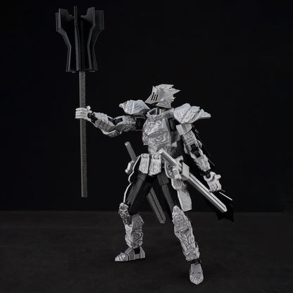 ?9L3D Lucky13 Cavaleiro Armadura Prateada Boneco Articulado Dummy13 com Arma Tripla T13 Brinquedo Colecionável Articulado Impresso em 3D Titan13?