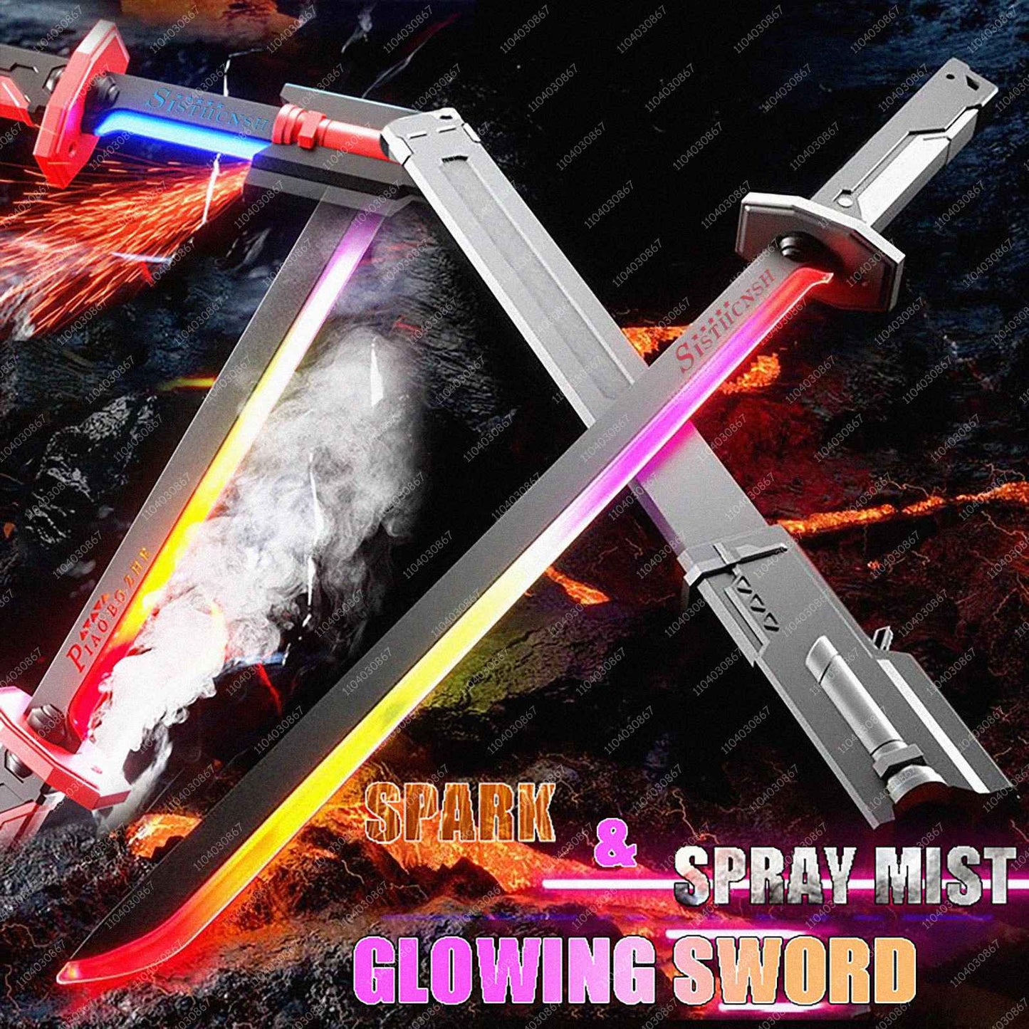 NEW Colorful Streamer Glowing Sword Toys with Spark & Smoke Effect Light Sword Toy for Kids Christmas Birthday Gift Holiday Prop