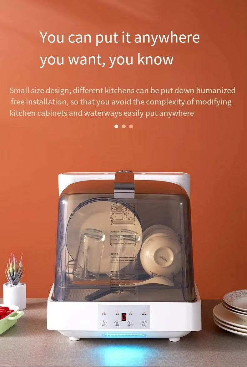 See-through Dishwasher Countertop Home Portable Smart Industrial Automatic Desktop High Temperature Modern Glass