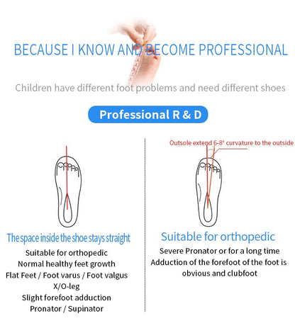 Kids Sneakers Children Orthopedic Shoes, Tip Toe Walking High-Top Ankle Support Anti-Slip Sole Trainers for Girls Boys