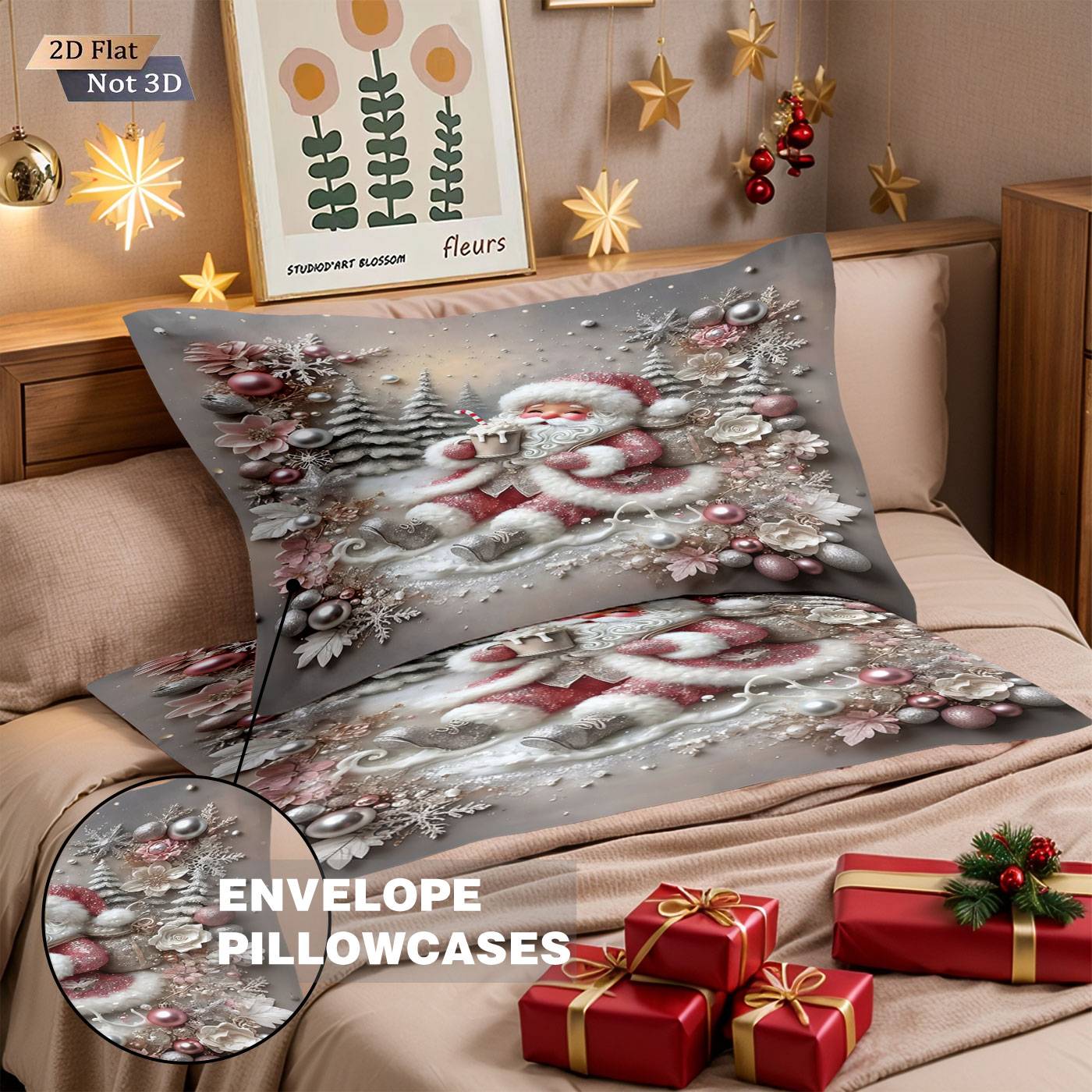 3pcs imitation relief Christmas Santa Claus Merry Christmas, print coreless bedding set multi size bedroom bedding decoration
