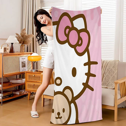 Kawaii H-Hello Kitty Microfiber Beach Towel Absorbent Quick Dry Soft Yoga Swimming Resort Mountain Climbing Towel