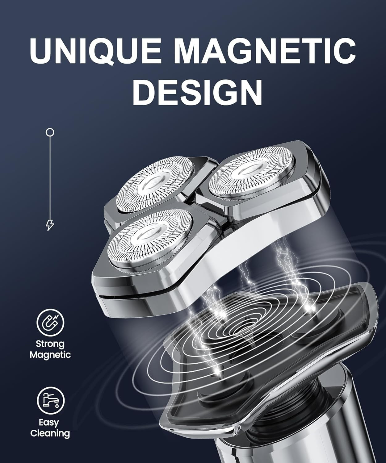 Electric Razor for Men Electric Shaver 3 Blade Rotary Shaving Machine Kit with Replacement Brush Trimmer Head