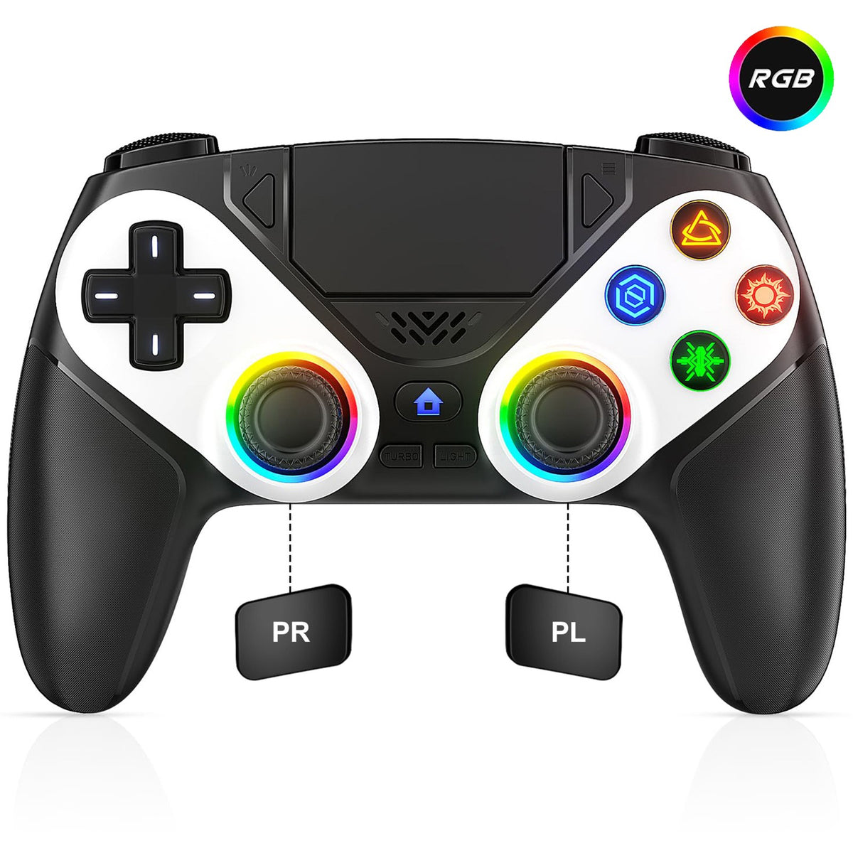 Controller for Playstation 5/PS5/PS5 Pro/Slim/PC,Wireless Gamepads RGB Joystick Turbo/Marco Program Dual Vibrate Game Controle
