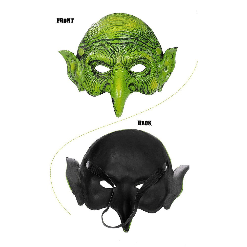 Old Witch Mask Halloween Masquerade Foam Goblin Mask Scary Green Half Face Eagle Nose Sorceress Mask for Cosplay Costume