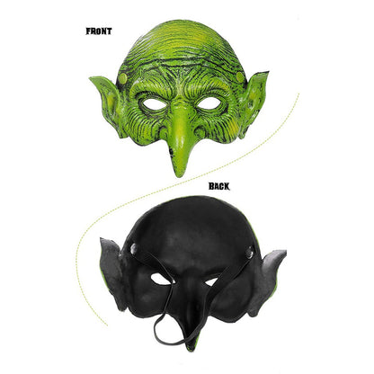 Old Witch Mask Halloween Masquerade Foam Goblin Mask Scary Green Half Face Eagle Nose Sorceress Mask for Cosplay Costume