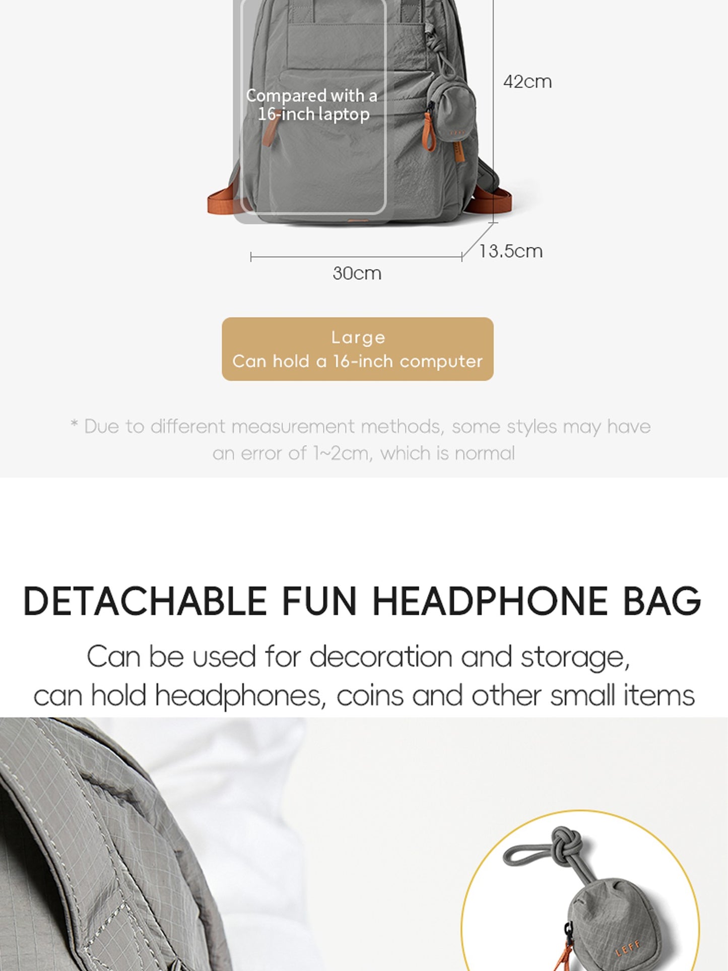 LEFF Women Backpack 15.6 Inch Large Capacity Laptop Backpacks Waterproof Outdoor Commuting Backpack Lightweight Travel Backpacks